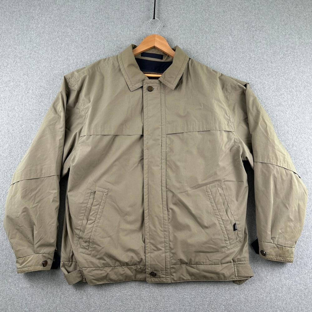 London Fog Jacket Mens L Long‎ Tan Thinsulate Insulated Full Zip Harrington Coat - Picture 2 of 16